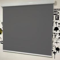 Persiana Cortina Rolo Blackout Cinza Escuro Com Bandô 1,40m X 1,40m - Sala Escritório Quarto Sacada - Pronta Entrega