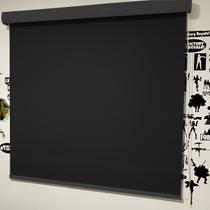 Persiana Cortina Rolo Blackout Preto Com Bandô 1,40m X 1,40m - Sala Escritório Quarto - Blecaute Completa - Fácil Instalação