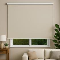 Persiana Cortina Rolo Tecido Blackout Liso Bege 1,40m X 1,40m - Sala Quarto Escritório - Blecaute Completa - Fácil Instalação