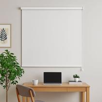 Persiana Cortina Rolo Tecido Blackout Liso Branco 1,40m X 1,40m - Sala Quarto Escritório - Blecaute Completa -Fácil Instalação