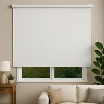 Persiana Cortina Rolo Tecido Blackout Liso Branco 1,40m X 1,40m - Sala Quarto Escritório - Blecaute Completa -Fácil Instalação