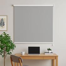 Persiana Cortina Rolo Tecido Blackout Liso Cinza 1,40m X 1,40m - Sala Quarto Escritório - Blecaute Completa - Fácil Instalação