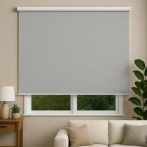 Persiana Cortina Rolo Tecido Blackout Liso Cinza 1,40m X 1,40m - Sala Quarto Escritório - Blecaute Completa - Fácil Instalação