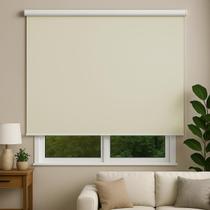 Persiana Cortina Rolo Tecido Blackout Liso Creme 1,40m X 1,40m - Sala Quarto Escritório - Blecaute Completa - Fácil Instalação