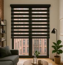 Persiana Double Vision Sunny 180larg x 220alt Total Black (com bandô)