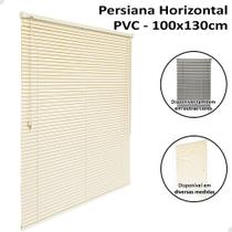 Persiana Horizontal 100x130cm Pvc 25mm Cortina Sala Quarto Bege