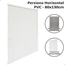Persiana Horizontal 80x130cm PVC 25mm Cortina Sala Quarto Branco