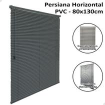 Persiana Horizontal 80x130cm PVC 25mm Cortina Sala Quarto Chumbo
