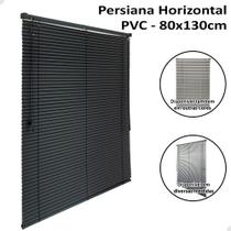 Persiana Horizontal 80x130cm PVC 25mm Cortina Sala Quarto Preto