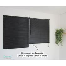 Persiana Horizontal Pvc Block 240Larg X 160Alt Preta (2 Pçs)