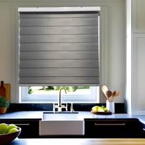 Persiana Rolo Duplo Bandô Sunny Cinza 160 (L) x 160 (A) Cortina Zebra Double Vision 1,60 X 1,60