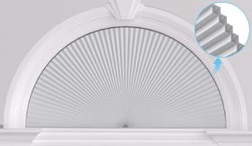 Persianas de janela Myshade Arch Half Circle Blackout Cellular Shades sem fio, sem furadeira, persianas para janelas, meia lua, tecido em forma de favo de mel, sem ferramentas, persianas de escurecimento de ambientes, fáceis de instalar (brancas 36" x 72")