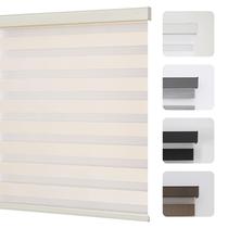 Persianas Zebra Joydeco sem fio de dupla camada com controle de luz bege