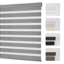 Persianas Zebra Joydeco sem fio de dupla camada com controle de luz cinza Persianas Zebra Joydeco sem fio de dupla camada com controle de luz cinza