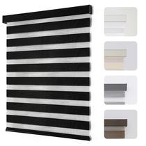 Persianas Zebra Joydeco sin Cuerda Doble Capa Negro 75x190 cm