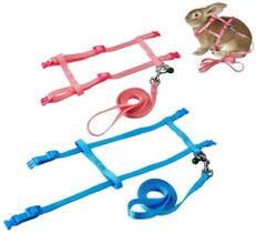PerSuper - 2 Pack Pet Rabbit Harness Leash for Soft Nylon,Running,Walking Jogging Harness Leash with Safe Bell for Bunny, Cat, Kitten, Ferret, Puppy and Other Small Pet Animals