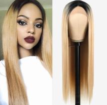 Peruca 0rganica front lace Lisa 70cm Ombre Mel Repartição livre Peruca 0rganica front lace Lisa 70cm Ombre Mel Repartição livre