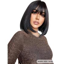 Peruca 30 Centímetros Franja Reta Fibra Orgânica Preta