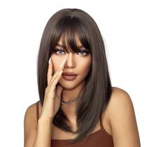 Peruca 40cm Franja Reta Semelhante ao Cabelo Humano