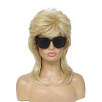 Peruca adequada Joe Dirt Mullet Light Blonde Sintética
