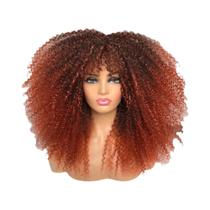 Peruca Afro Cacheada Com Franja Para Mulheres Negras, Peruca Sintética Longa E Volumosa Para Uso