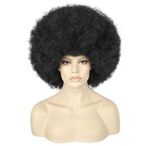 Peruca afro curta de 40 cm de cabelo sintético preta encaracolada Peruca afro curta de 40 cm de cabelo sintético preta encaracolada