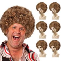 Peruca afro HODRME unissex, fofa, kinky, encaracolada, marrom
