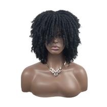 Peruca afro Short Twist Locs para mulheres, preta natural sintética