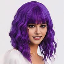 Peruca AGO 14" Purple Short Wavy Bob resistente ao calor