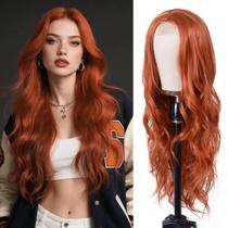 Peruca Aida ble Long Ginger Wavy 66 cm para cabelos sintéticos femininos
