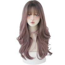 Peruca AIKO PRO Chic Korean Fashion, longa, ondulada, encaracolada, 66 cm, rosa, marrom