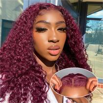 Peruca Ailwelia Curly Bob 100% cabelo humano 5x5 HD Lace 40cm Borgonha Peruca Ailwelia Curly Bob 100% cabelo humano 5x5 HD Lace 40cm Borgonha