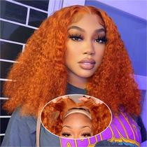 Peruca Ailwelia Curly Bob Deep Wave 200% Densidade Gengibre 35 cm Peruca Ailwelia Curly Bob Deep Wave 200% Densidade Gengibre 35 cm