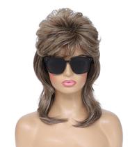 Peruca Airhostess Mullet Style Joe Dirt para mulheres marrom claro Peruca Airhostess Mullet Style Joe Dirt para mulheres marrom claro