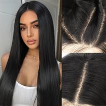 Peruca AISI HAIR de renda reta frontal de 28 polegadas preta sintética
