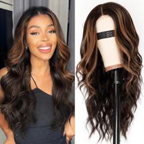 Peruca AISI HAIR marrom escuro com mechas para mulheres 66cm