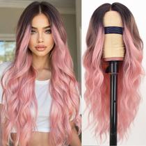 Peruca AISI HAIR Ombre Rosa Sintética Resistente ao Calor 66cm