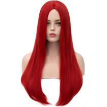 Peruca Alacos vermelha longa reta de 60 cm para cosplay de mulheres e meninas Peruca Alacos vermelha longa reta de 60 cm para cosplay de mulheres e meninas