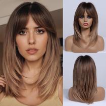 Peruca Allbell Ombre Brown sintética resistente ao calor para mulheres