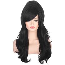 Peruca AMACOS Black Beehive, cabelo sintético longo, encaracolado, ondulado Peruca AMACOS Black Beehive, cabelo sintético longo, encaracolado, ondulado