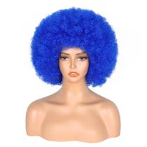 Peruca Aminow 70's Afro para mulher azul curta Kinky Curly Peruca Aminow 70's Afro para mulher azul curta Kinky Curly