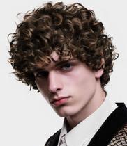 Peruca Amnenl marrom escuro encaracolada curta fofa afro para homens