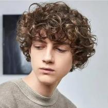Peruca Amnenl masculina afro marrom, anos 70, 80, Rocker, encaracolada, sintética
