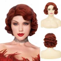 Peruca Amnenl Red Finger Wave 1920s para cabelos sintéticos femininos
