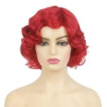 Peruca Amnenl Short Red Curly para mulheres da década de 1920 Finger Wave