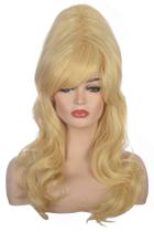 Peruca AMZCOS Blonde Long Curly Bouffant resistente ao calor