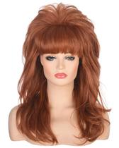 Peruca AMZCOS Peggy Beehive, estilo anos 80, longa, ondulada, gengibre para mulheres Peruca AMZCOS Peggy Beehive, estilo anos 80, longa, ondulada, gengibre para mulheres