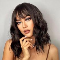 Peruca andromeda Brown Wavy Short Bob 36cm com franja 180g Peruca andromeda Brown Wavy Short Bob 36cm com franja 180g