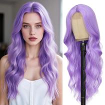 Peruca Angzon Long Wavy Purple 66cm Roxo Claro Sintético