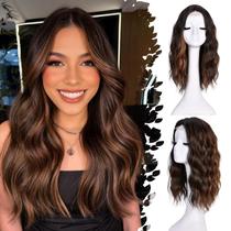 Peruca ANNISOUL Highlight Brown Curta Ondulada 45 cm Sintética Peruca ANNISOUL Highlight Brown Curta Ondulada 45 cm Sintética